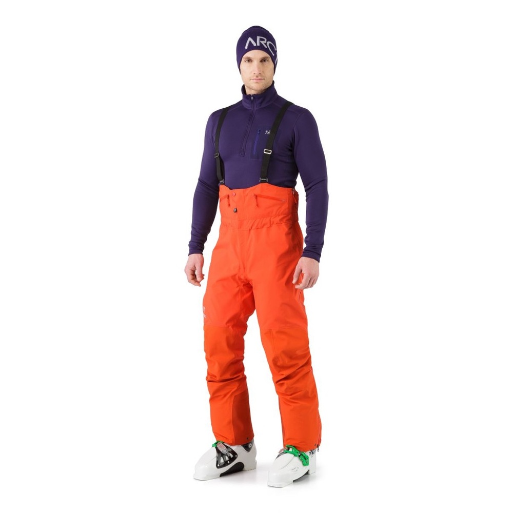 Men's arcertyx theta sv orange shell bibs. Medium tall.